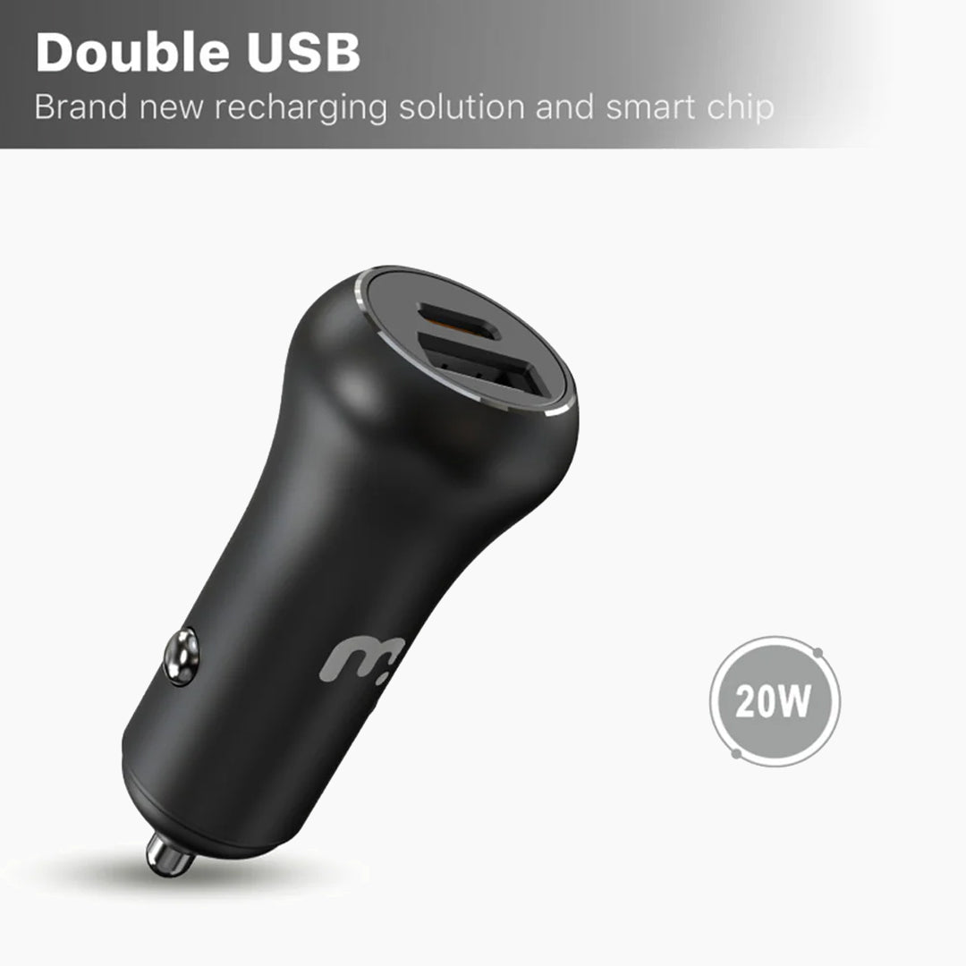 Dual Port USB-A and USB-C Fast Charging Car Charger